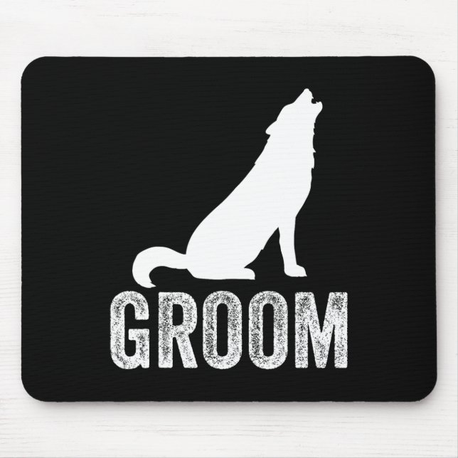 Grooms Wolf Bachelor Wedding Groomsmen Team Party  Mouse Pad (Front)