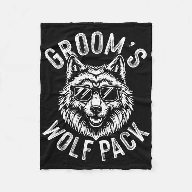 Groom's Wolf Pack Groomsmen Bachelor Party Groom T Fleece Blanket (Front)