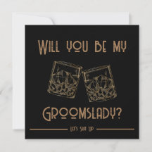 Groomslady Invitation Card Whiskey Glasses