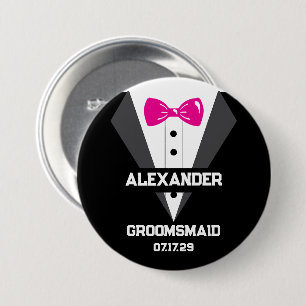 Groomsmaid Gift with Custom Name and Wedding Date 7.5 Cm Round Badge
