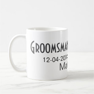 Groomsman add name date year grey collar bow text coffee mug