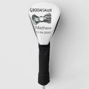 Groomsman add name date year grey collar bow text golf head cover
