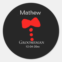 groomsman add name year black bow shirt tie tuxedo