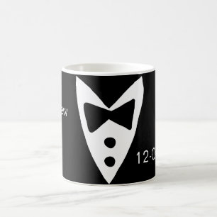groomsman add name year black bow shirt tie tuxedo coffee mug