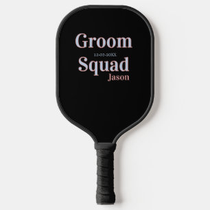 groomsman bachelor party add name modern black pickleball paddle