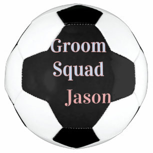 groomsman bachelor party add name modern black soccer ball