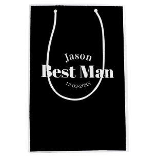 groomsman bachelor party best man black white date medium gift bag