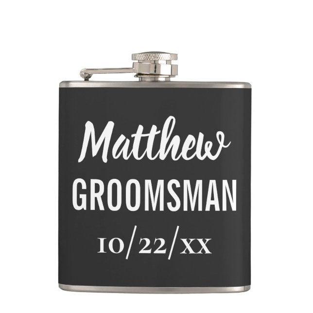 Groomsman Bachelor Party Elegant Wedding Favour Hip Flask (Front)