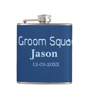 groomsman bachelorette party add name modern simpl hip flask