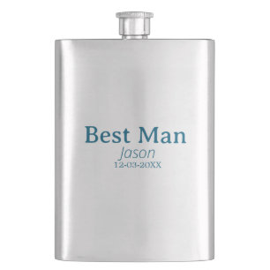 groomsman bachelorette party add name modern simpl hip flask