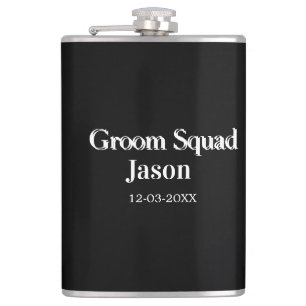 groomsman bachelorette party add name modern simpl hip flask