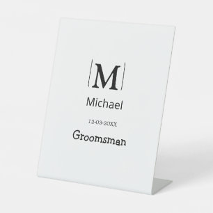 groomsman bachelorette party add name modern simpl pedestal sign