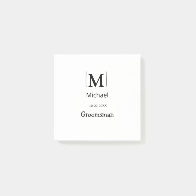 groomsman bachelorette party add name modern simpl post-it notes (Front)