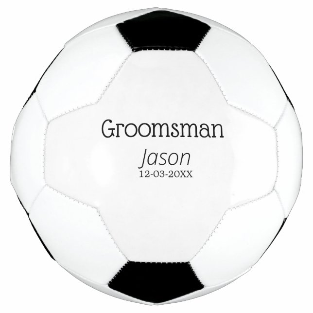 groomsman bachelorette party add name modern simpl soccer ball (Front)