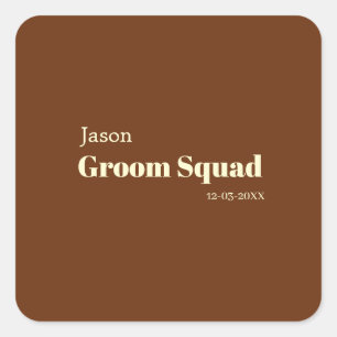 groomsman bachelorette party add name modern simpl square sticker