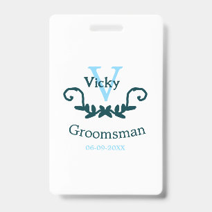 groomsman bachelorette party blue vintage classic ID badge