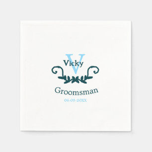 groomsman bachelorette party blue vintage classic  napkin