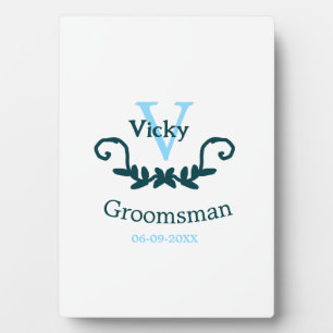 groomsman bachelorette party blue vintage classic plaque