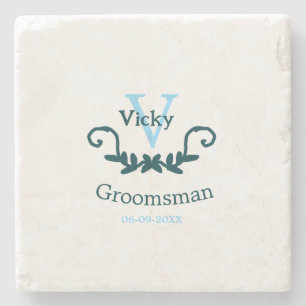 groomsman bachelorette party blue vintage classic stone coaster