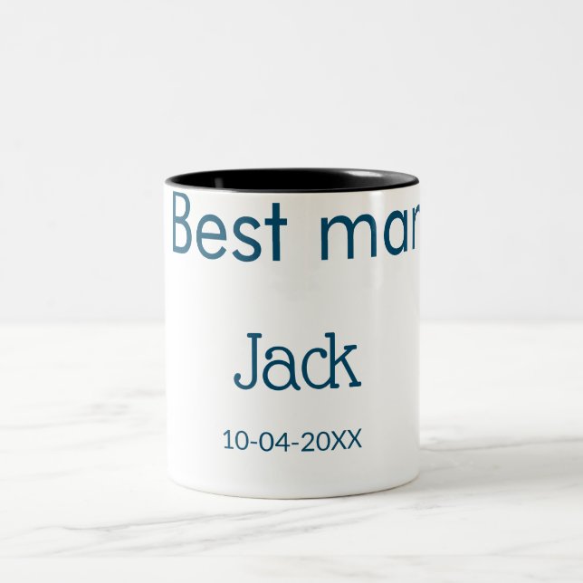 groomsman best man add name text bachelorette Two-Tone coffee mug (Center)