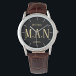 Groomsman Best Man Father Bride Groom Monogrammed Watch<br><div class="desc">Congratulations on your engagement, we hope you have a wonderful day and future life together filled with happiness and joy. This modern elegant wedding stationery item is part of a larger collection as designed by LeahG on behalf of the Low Budget Wedding Network® Please view the attached collection and 'additional...</div>