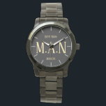 Groomsman Best Man Father Bride Groom Monogrammed Watch<br><div class="desc">Congratulations on your engagement, we hope you have a wonderful day and future life together filled with happiness and joy. This modern elegant wedding stationery item is part of a larger collection as designed by LeahG on behalf of the Low Budget Wedding Network® Please view the attached collection and 'additional...</div>
