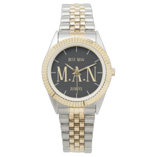Groomsman Best Man Father Bride Groom Monogrammed Watch