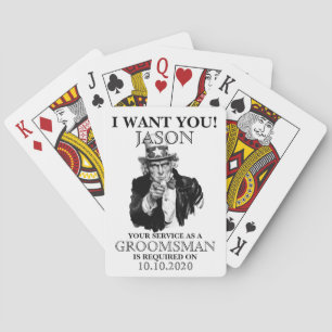 Groomsman Best Man Proposal Uncle Sam I WANT YOU Playing Cards