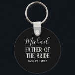 Groomsman BestMan Father Bride Groom Named Script Key Ring<br><div class="desc">Add three lines of text to this modern bridal party gift.</div>