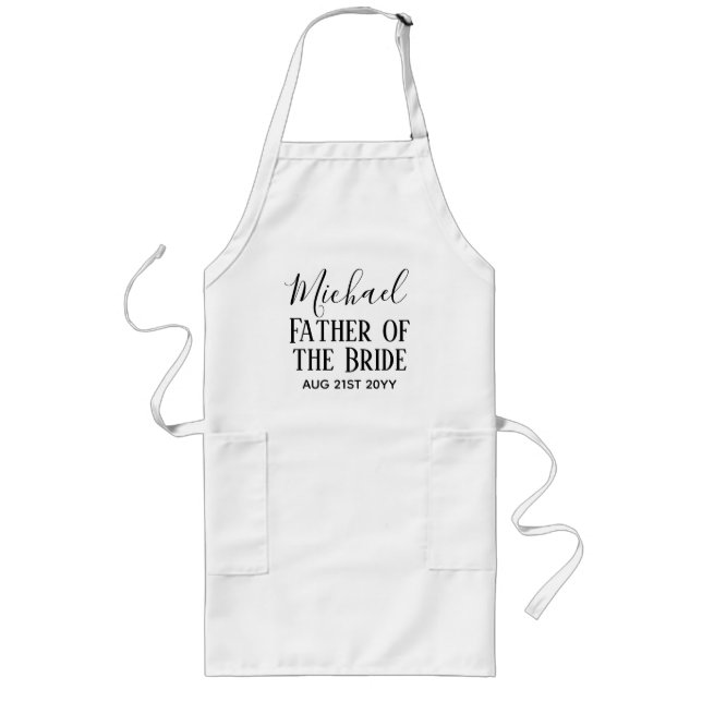Groomsman BestMan Father Bride Groom Named Script Long Apron (Front)
