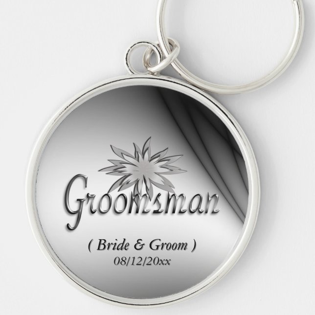 Groomsman Black and White Custom Keychains (Front)