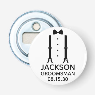 Groomsman Black Bow Tie Bottle Opener