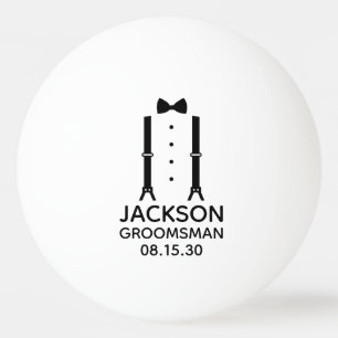 Groomsman Black Bow Tie Ping Pong Ball