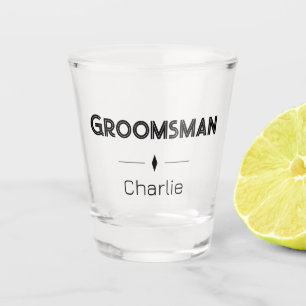 Groomsman Black Diamond Monogrammed Wedding Party Shot Glass