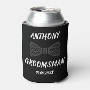 Groomsman Black Elegant Custom Name Gifts Wedding  Can Cooler