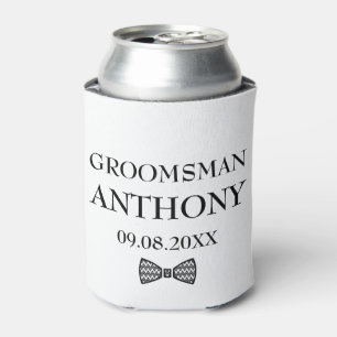 Groomsman Black Elegant Custom Name Gifts Wedding Can Cooler