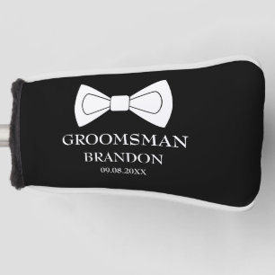 Groomsman Black Elegant Modern Wedding Golf Head Cover
