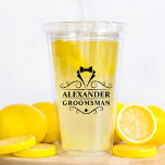 Groomsman Black Tie Acrylic Tumbler<br><div class="desc">Wedding Groomsman Black Tie Drinking Cup</div>