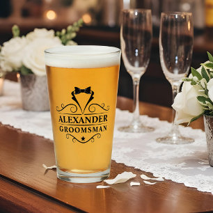 Groomsman Black Tie Glass