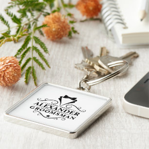 Groomsman Black Tie Premium Key Ring