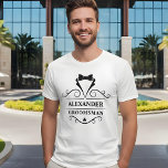 Groomsman Black Tuxedo Tie White T-Shirt<br><div class="desc">Wedding Groomsman Black Tuxedo Tie White T-Shirt</div>