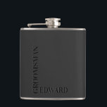Groomsman Black Typography Embossed Look Monogram Hip Flask<br><div class="desc">Perfect gift for your groomsman. Minimalistic black typography with embossed look and custom name of the groomsman.</div>