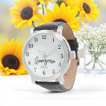 Groomsman Black White Script Wedding   Watch<br><div class="desc">Groomsman Wedding Watch in Black White Script for Wedding. Check out our store collection below for matching items.</div>