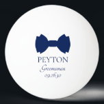 Groomsman Blue Bow Tie Ping Pong Ball<br><div class="desc">These ping pong balls are great for the groomsmen in your wedding. If all your wedding party will be wearing suits with bow ties this design with a traditional double bow tie in blue would be perfect. They'd be great for a bachelor party or weekend. The job title can be...</div>