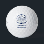 Groomsman Blue Mr & Mrs  Golf Balls<br><div class="desc">These golf balls are a great favour for the groomsmen in your wedding party. They feature the new couple's married last name and wedding date in blue. With the groomsman's first name in a simple CAP font and the word groomsman also in blue. Groomsman can be changed to Groom, Best...</div>