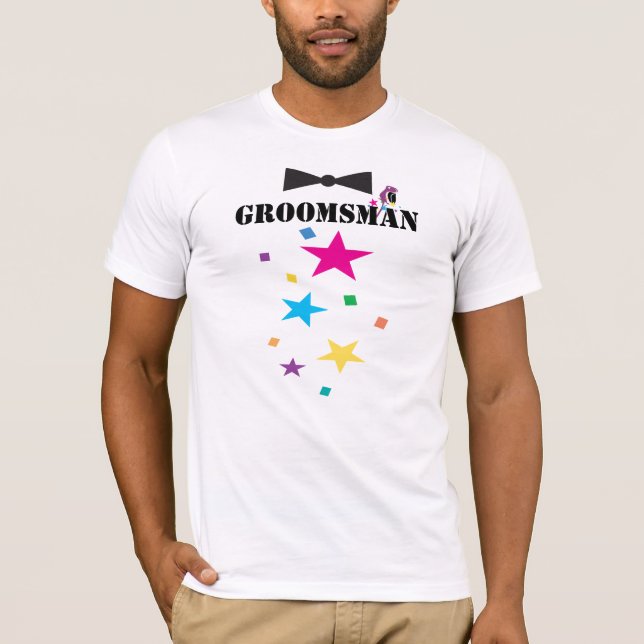Groomsman Bowtie Plum Rose Stars Top Hat T-shirts (Front)