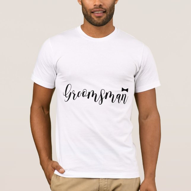 Groomsman Bowtie Wedding Bachelor T-Shirt (Front)