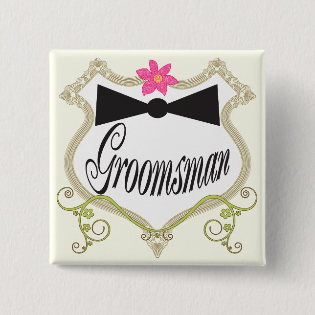 Groomsman BowTie Wedding Badges (Front)