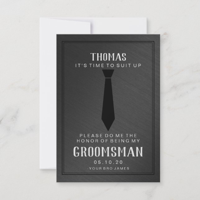 Groomsman Card - Black Tied II Off Black (Front)