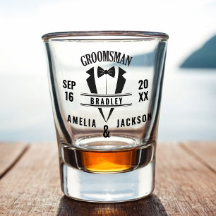 Groomsman Custom Tuxedo Wedding Favour Shot glass